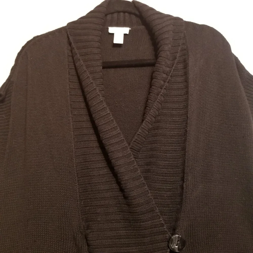 Chicos 3 (XL) Cardigan Black Sleeveless Pockets Knit Academia Office Lagenlook
